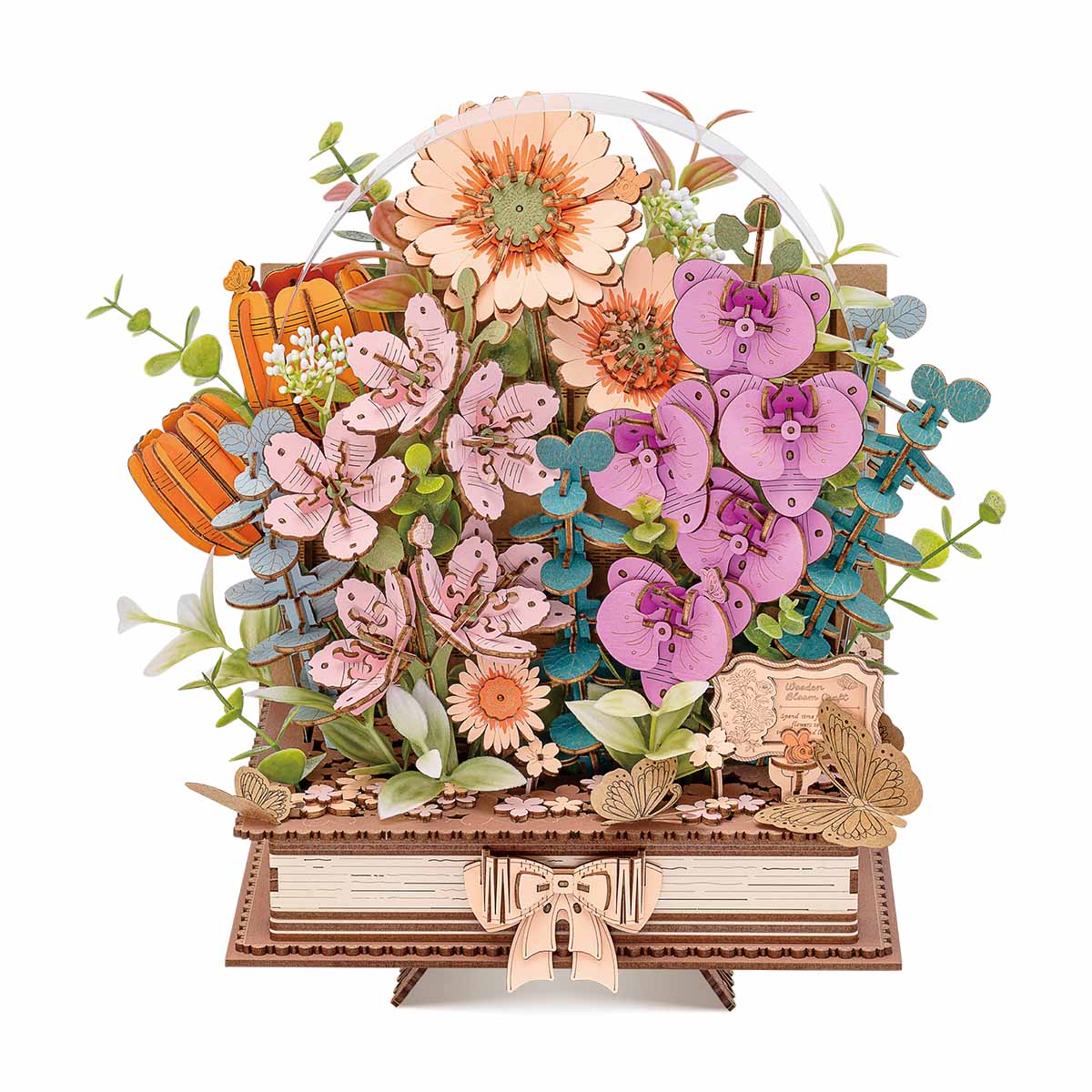 Rowood Wooden Blooming Book DIY Flower Bouquet 3D Puzzle