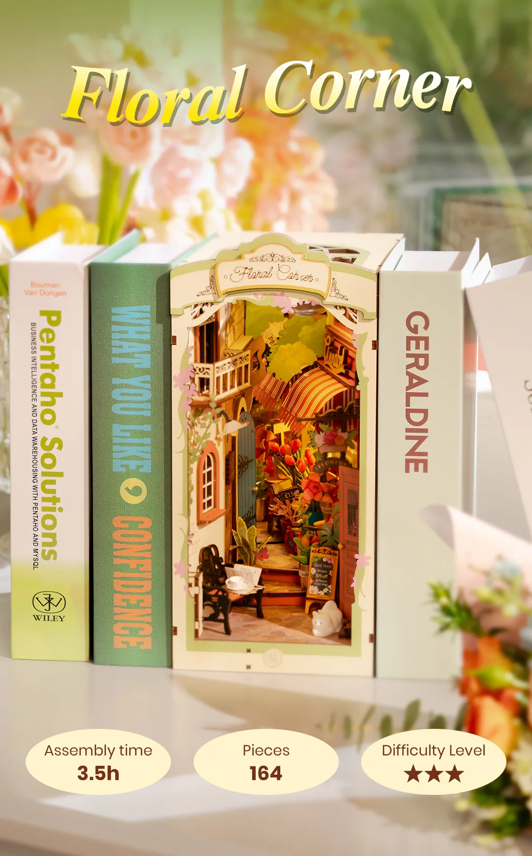 Rolife DIY Book Nook Kit - Floral Corner