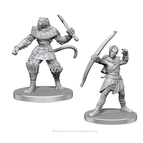 Pathfinder Battles Deep Cuts Miniatures: Elf Hunter & Catfolk Bandit