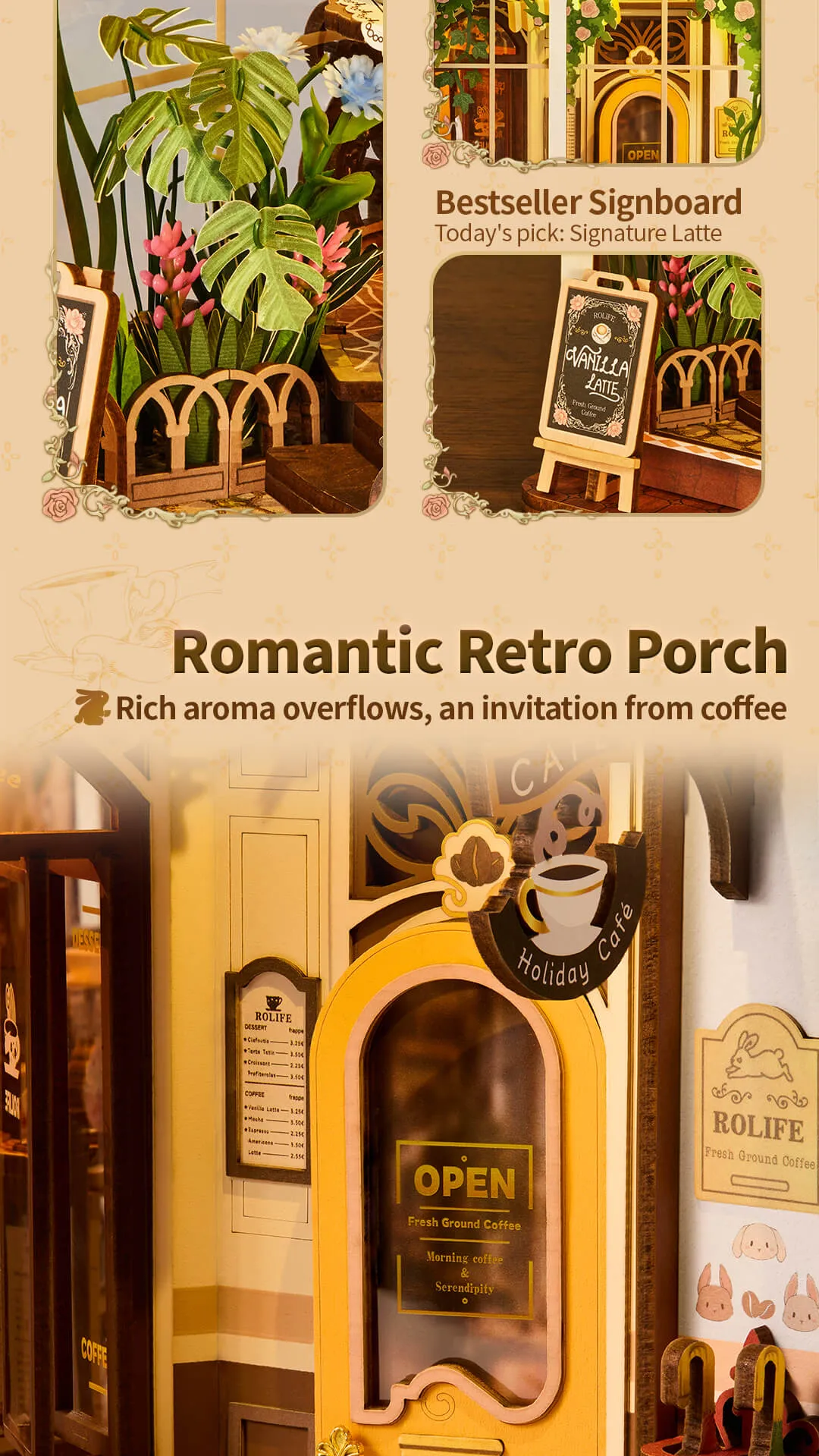 Rolife DIY Book Nook Kit - Holiday Cafe