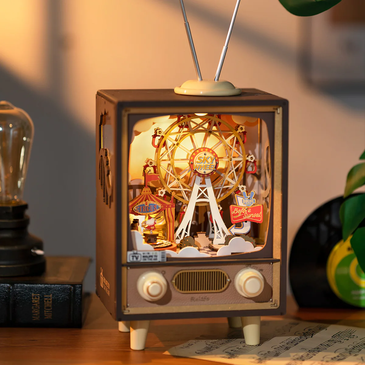 Sunset Carnival DIY Music Box 3D Wooden Puzzle