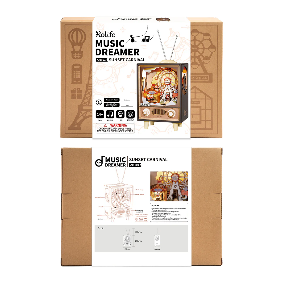 Sunset Carnival DIY Music Box 3D Wooden Puzzle